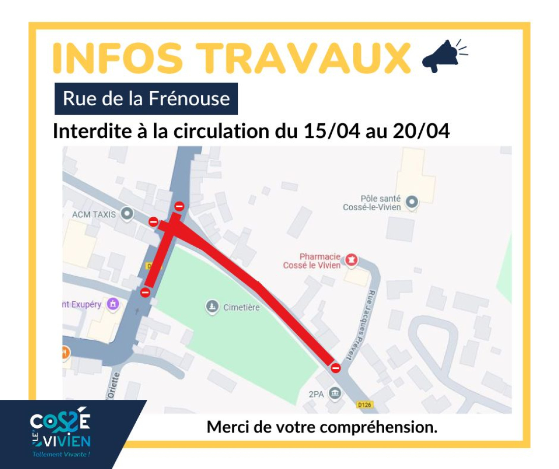 travaux rue frénouse 15/04 au 20/04/2025