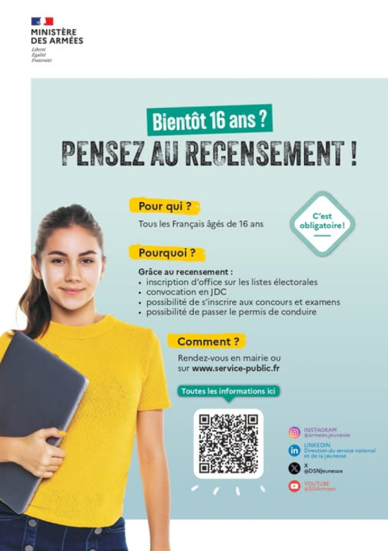 recensement pour les jeunes de 16 ans