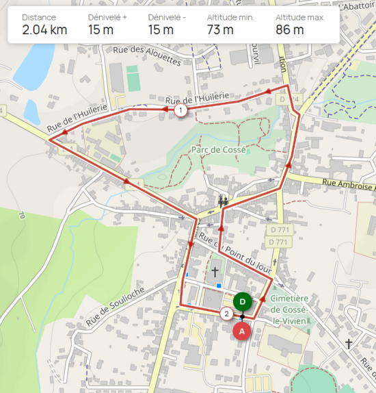 Circuit de la course cycliste "Critos Cosséen" du 9 août 2025