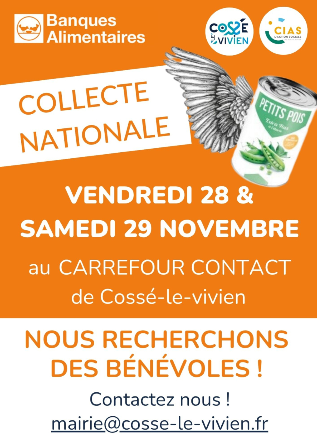 Collecte banque alimentaire à Cossé-le-Vivien