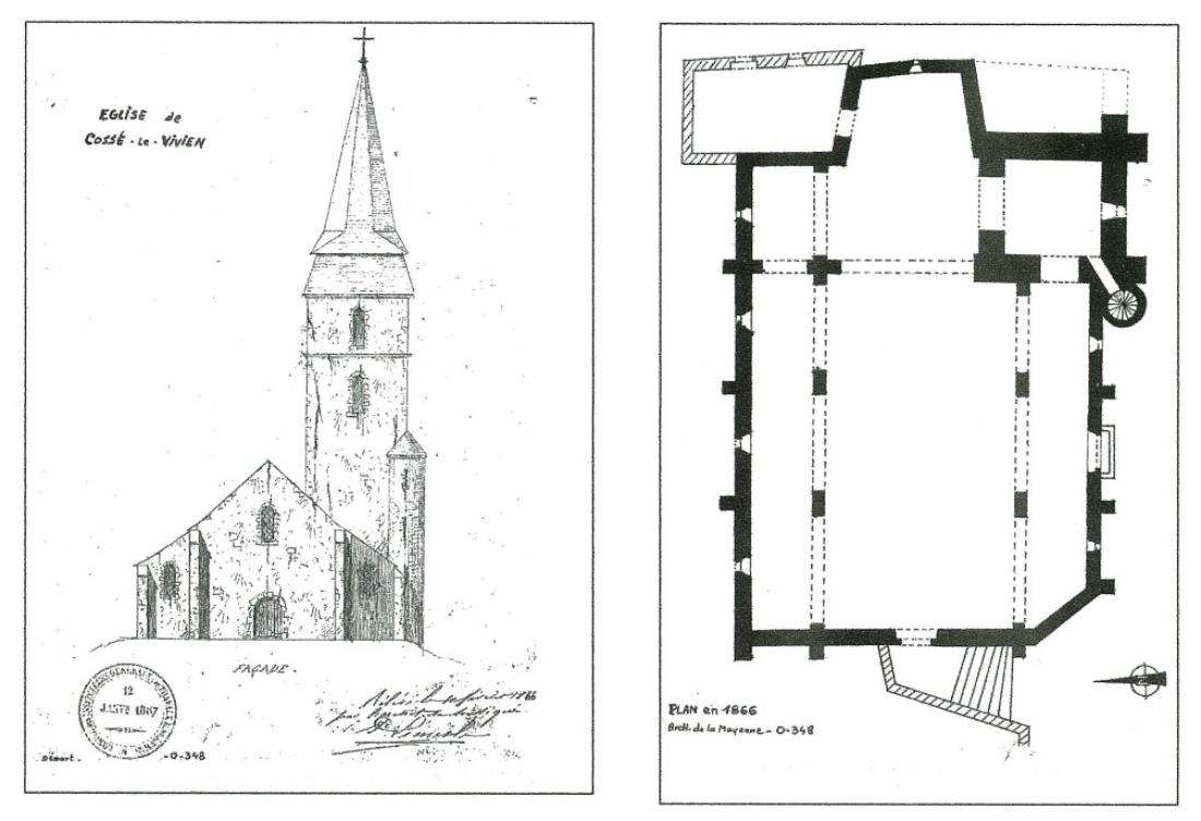 Ancienne église de Cossé-le-Vivien - Extrait du livre "Pour l'histoire de Cossé-le-Vivien" de Pierre BLONDEAU