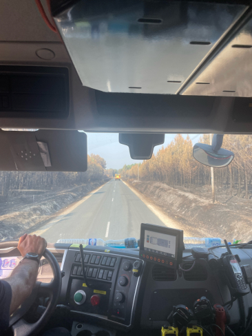 Intérieur du camion de pompier